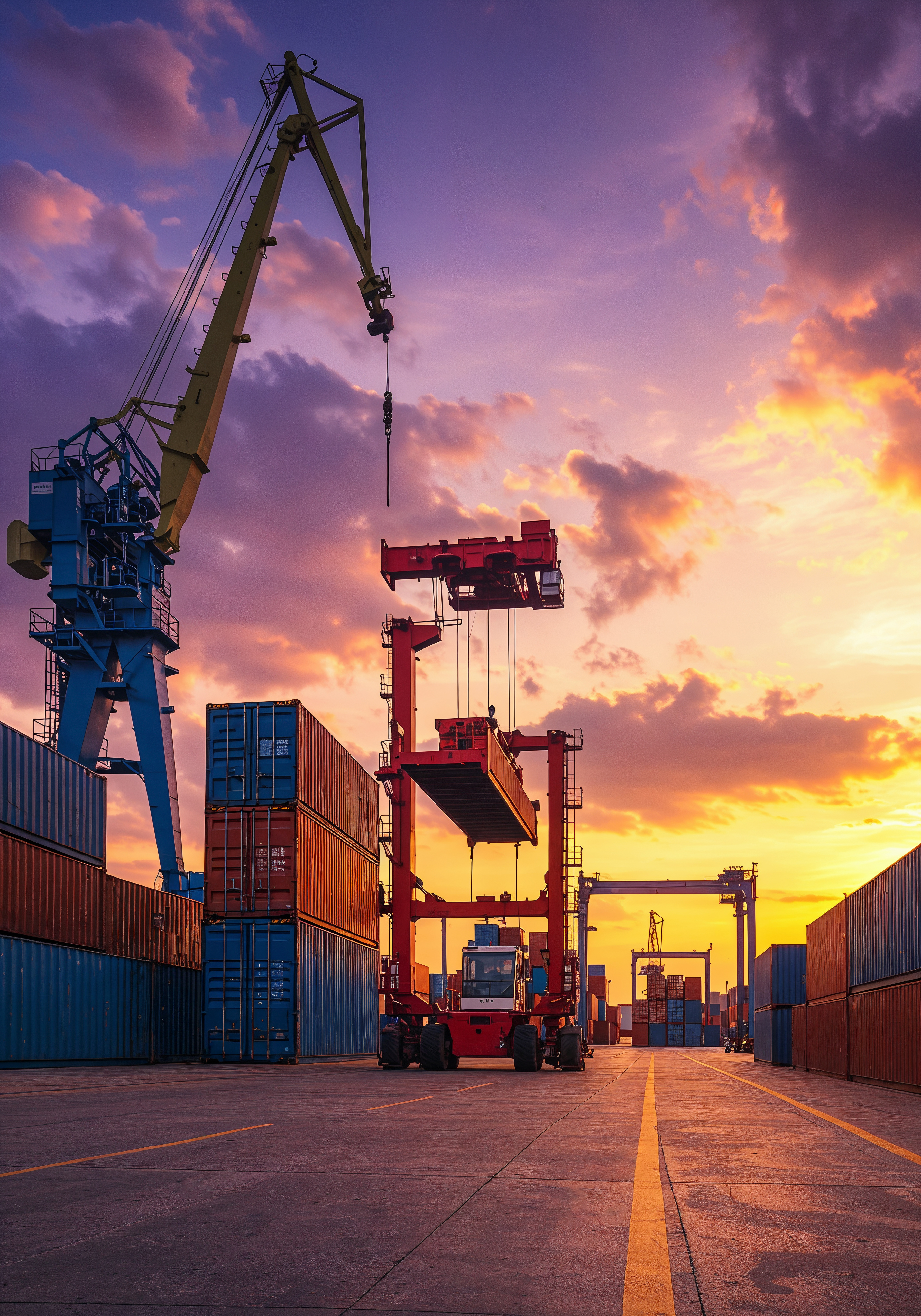 Contêineres empilhados no porto